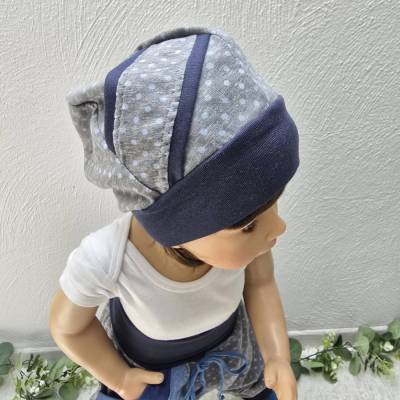 Beanie Mütze KU.48-52 cm Kindermütze gepunktet Sweat grau Unisex