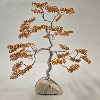 Kinetische Drahtskulptur „Golden Breeze“ Bonsai-Drahtskulptur gold silver Wire Sculpture Decor Handmade Aluminium art