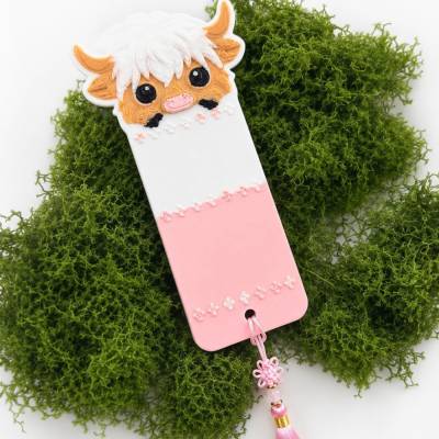 Rosalie Hochlandrind Lesezeichen mit Quaste – Kawaii 3D-Highland Cow von MaLiMa Zaubermoos