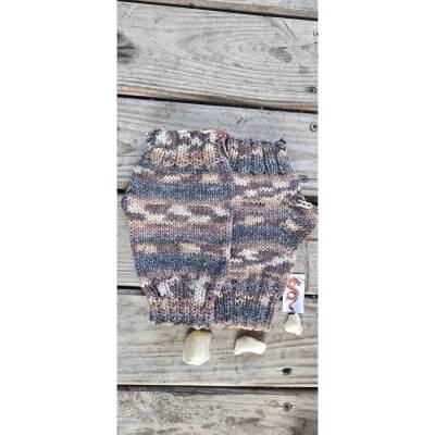 Handgestrickte Pulswärmer "PW01" Handstulpen mit Daumenkeil Braun Beige – 18 cm