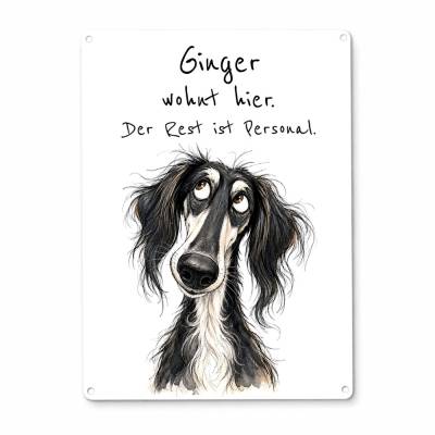 Saluki Dekoschild personalisiert | Aluminium, DIN A4
