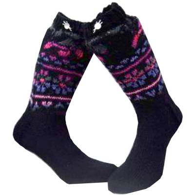 Handgestrickte Fair Isle Socken Blumen Gr. 36/37 – Unikat aus Wolle