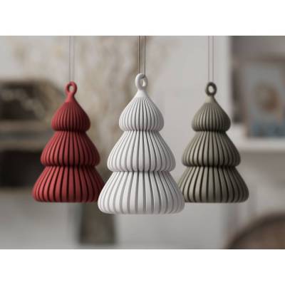 Christbaumanhänger Rillen-Tanne, Weihnachtsbaum Anhänger 3D-Druck, Christbaumschmuck, Farbe wählbar, Geschenk