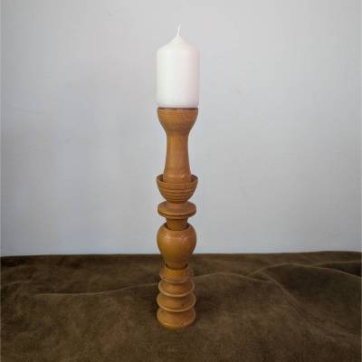 Kerzenständer Holz großer Säulenleuchter Massivholz DDR-Kunsthandwerk Vintage Kerzenleuchter gedrechselter Kerzenhalter