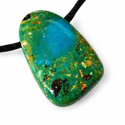 Atacama Opal Anhänger – chilenischer Blauopal, Lochstein, 35 × 21 mm