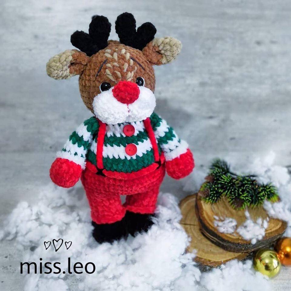 Rentier häkeln PDF | Süßes Amigurumi Rentier mit Latzhose | 34 cm Kuscheltier | Häkelanleitung für Plüschgarn Bild 6