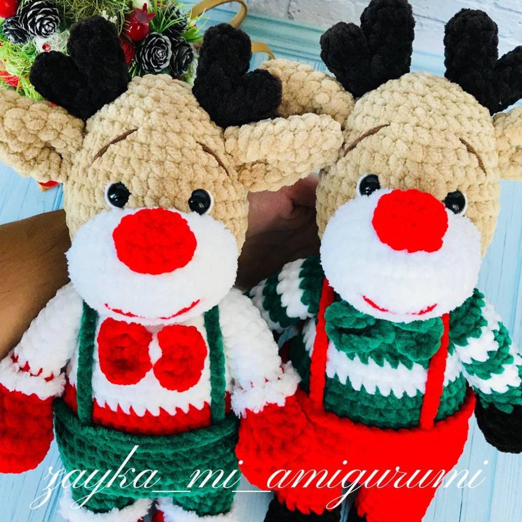 Rentier häkeln PDF | Süßes Amigurumi Rentier mit Latzhose | 34 cm Kuscheltier | Häkelanleitung für Plüschgarn Bild 7