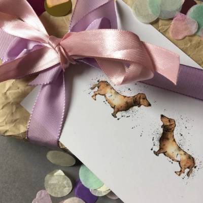 Postkarte Dackel Hochzeit | Postkarte Valentinstag | Postkarte Liebe | Hochzeitskarte Dackel