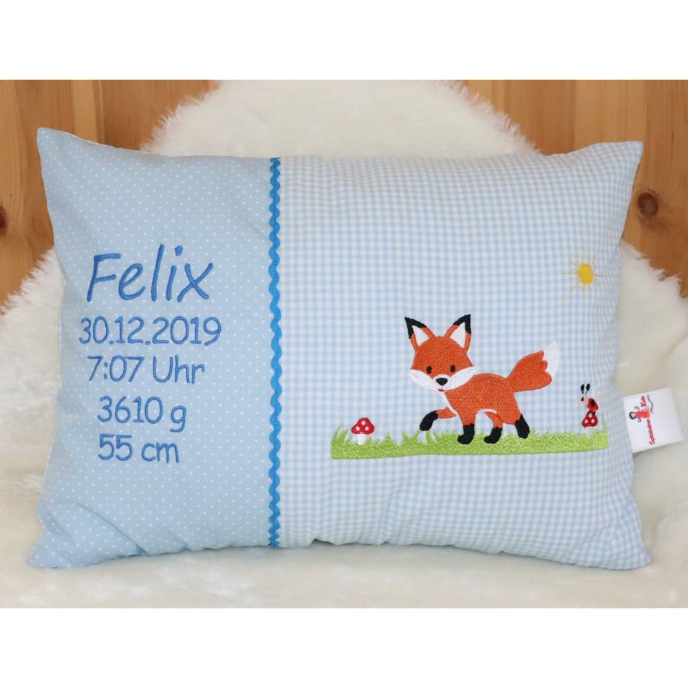Tolle Stickbilder & Geburtsdaten, personalisiert, Geschenke zur Geburt, Geburtskissen, personalisierte Geschenk Bild 2
