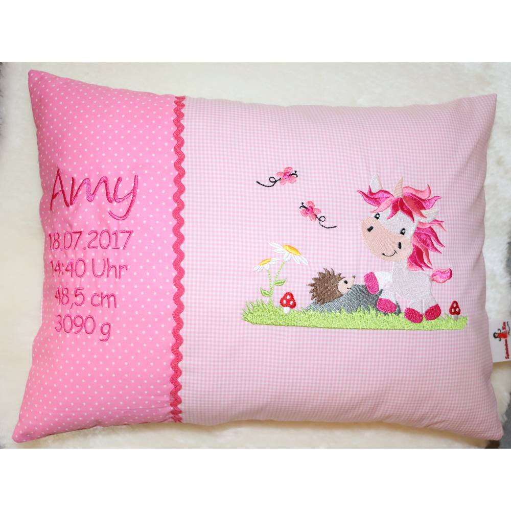 Tolle Stickbilder & Geburtsdaten, personalisiert, Geschenke zur Geburt, Geburtskissen, personalisierte Geschenk Bild 3