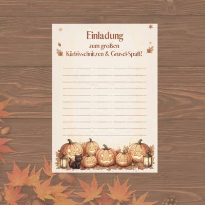 Digitale Einladung Halloween A6 PDF,  Lückentext zum Ausdrucken und selber Ausfüllen,  Einladung & Party