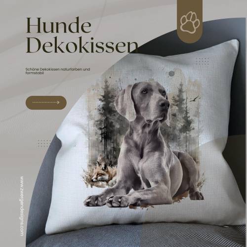 Deko-Kissen mit Weimeraner-Motiv.