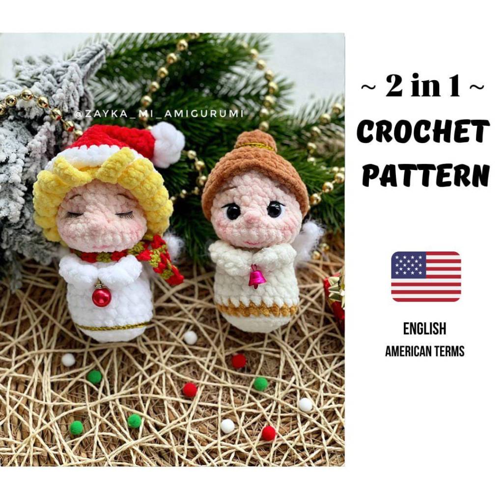 Weihnachtsengel häkeln 2 in 1 PDF | Amigurumi Engel | 10 cm Engel aus Plüschgarn | Häkelanleitung PDF Bild 1