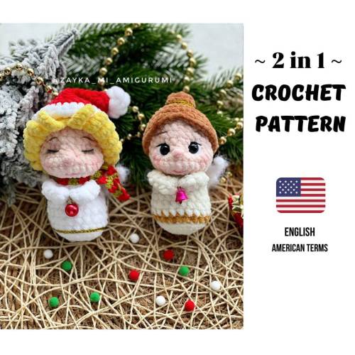 Weihnachtsengel häkeln 2 in 1 PDF | Amigurumi Engel | 10 cm Engel aus Plüschgarn | Häkelanleitung PDF 