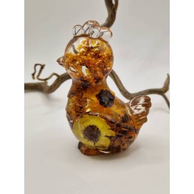 Freaky Chicken (9 cm) – Der charmante Mini-Hingucker Blumen Orange-gelb