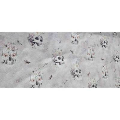 1034 1035 French Terry - Totenkopf Rosen - ca. 100 x 150 cm + Reststück