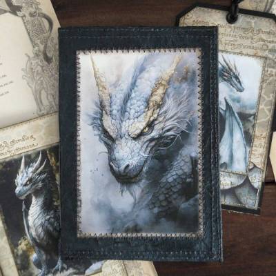 Notizbuch Azurhauch, der blaue Drache | Mini-Journal ca. A6 blanko | Tagebuch | Skizzenheftchen