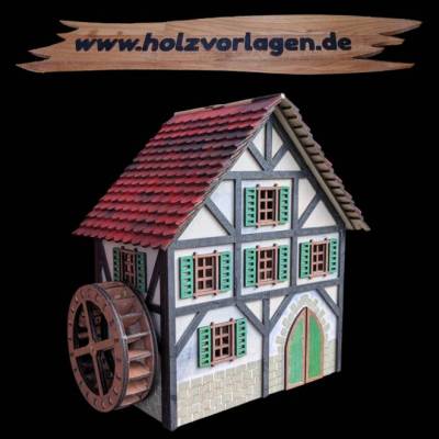 Download Wassermühle aus 2mm Sperrholz DXF SVG LBRN 2 PDF