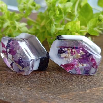 Tunnel plugs 14mm echte Blüten Unikat