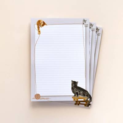 Notizblock A4 XL mit Katzen - 100 Blatt liniert