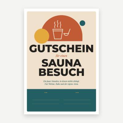 Saunabesuch-Gutschein zum Ausdrucken – Design Poster, DIN A4, personalisierbar (PDF)