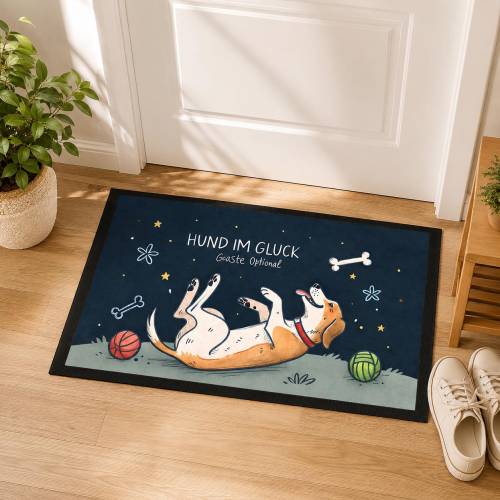 Fußmatte Hund „Gäste optional“ – lustige Türmatte 60×40 cm, rutschfeste Schmutzmatte für Hundebesitzer