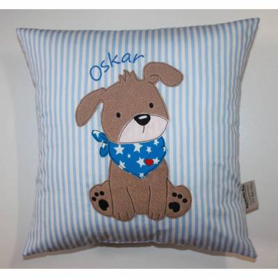 Niedlicher Hund - Personalisierte Kissen, Kindergarten, Geschenk zur Geburt, Kissen mit Namen, Namenskissen