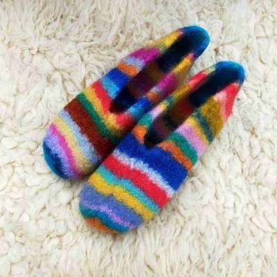 Filzhausschuhe, 100% Wolle und Antirutsch, Gr. 38/39, handgestrickt und dann gefilzt.