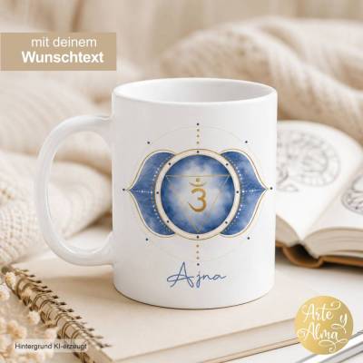Stirnchakra Tasse personalisiert, Ajna, Chakra Tasse, Yoga Geschenk, Tasse mit Namen, Namenstasse, Geschenk Tasse