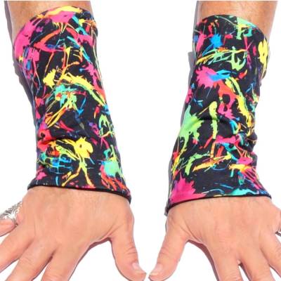 Armstulpen Paintball zum Wenden unisex – Buntes Klecksdesign, handgenäht, 20cm x 12cm