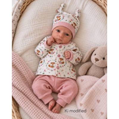Frühchen Baby Set - Jäckchen, Pumphose & Mütze - Biojersey Liese und Lotte weiß Gr. 44