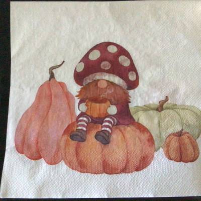 Servietten Herbstliches - Wichtel mit Kürbissen
