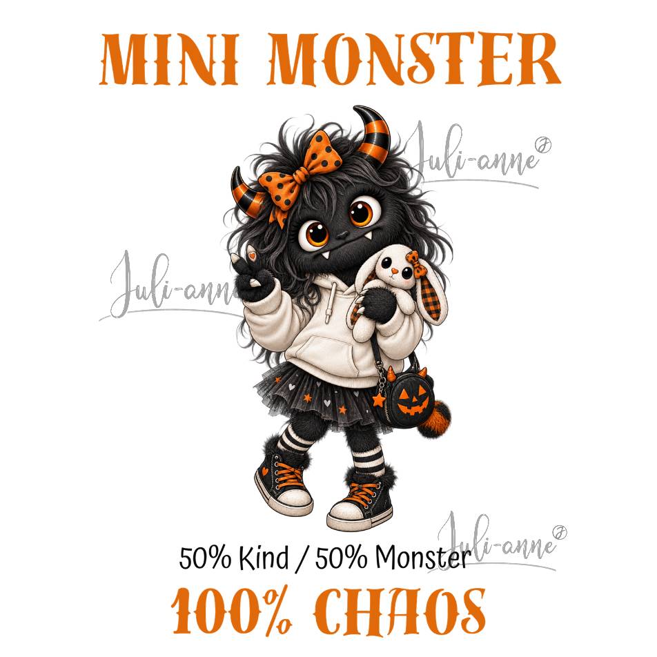 Bügelbild - Mini Monster Mädchen - Partnerlook Monsterfamilie Bild 1