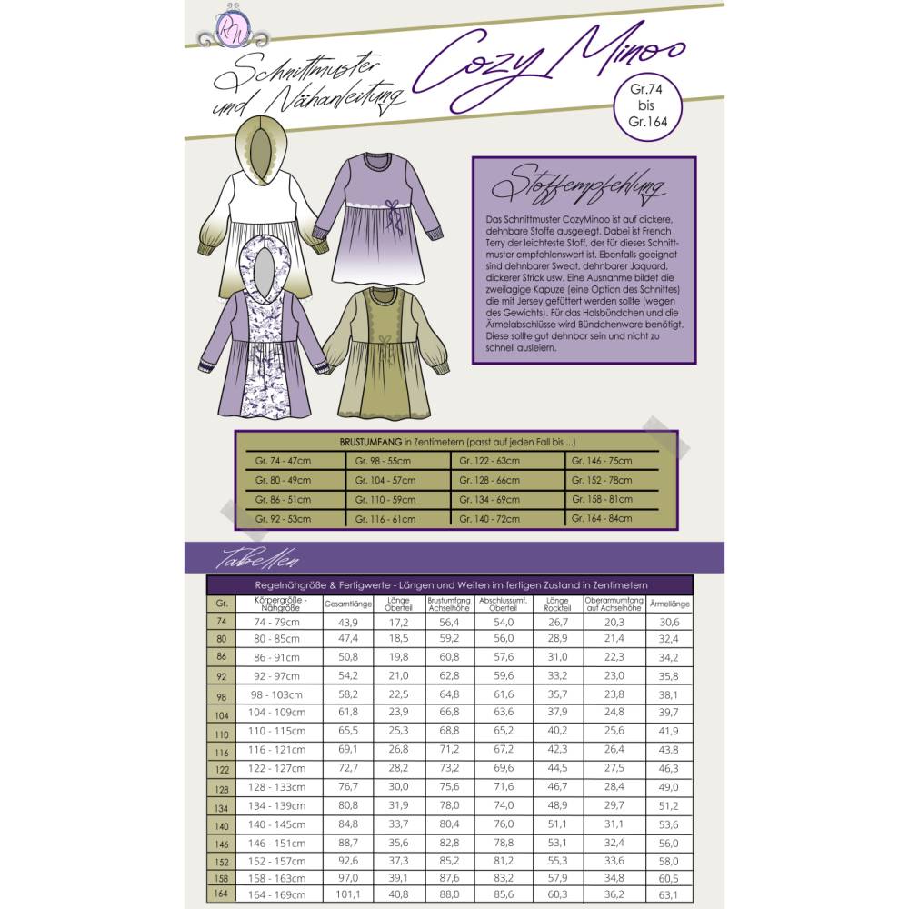 Ebook Schnittmuster CozyMinoo Kleid Gr. 74-164 Bild 2