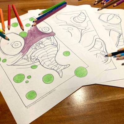 Monster-Trio - Ausmalbilder-Set für Kinder und Erwachsene im DIN A4 Hochformat