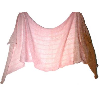 Stricktuch Rosè und Haselnuss – Handgefertigter, kratzfreier Schal aus Baumwolle mit Glanzviskose
