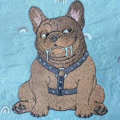 Bulldogge Stickdatei frivol 18x18cm bzw. 20x20cm – Lustiges Hundemotiv für Kleidung & Accessoires
