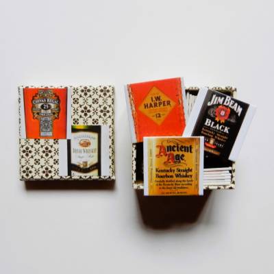 Handgemachtes Memoryspiel Whiskey Labels – 40 Karten für Erwachsene & Geschenkbox