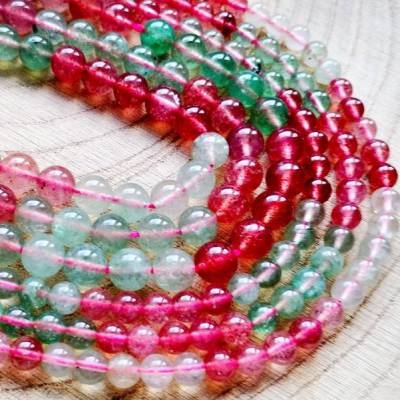 natürliche Erdbeerquarz, grüner Erdbeerquarz  6mm/ 8 mm  Perlen Strang