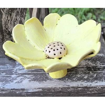 Keramik Steck-Mohnblüte gelb-matt für innen und aussen