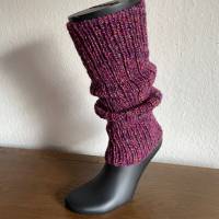 Handgestrickte Beinstulpen 38 cm weinrot, warm – Woll-Beinwärmer, halblang, Damen & Mädchen