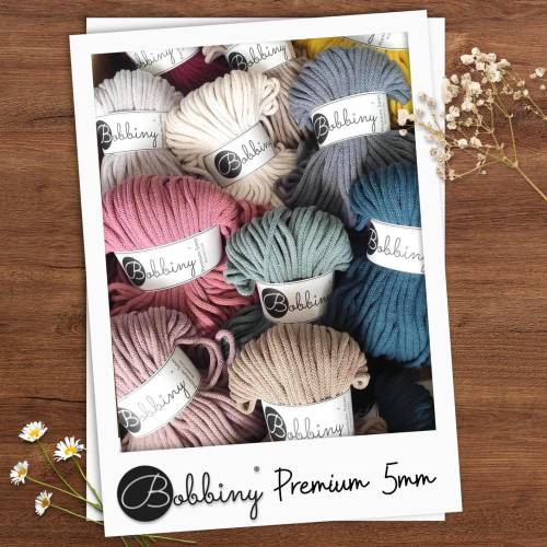 Bobbiny Premium 5mm Flechtkordel 50m - Wolle & Makramee Garn - Häkelgarn Baumwolle - Kordel für Körbe und Taschen - Bobb