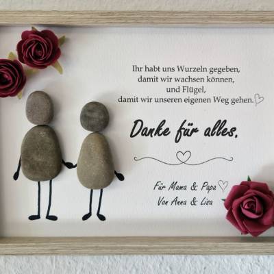 Personalisiertes Steinbild für Mama & Papa – Geschenk von den Kindern