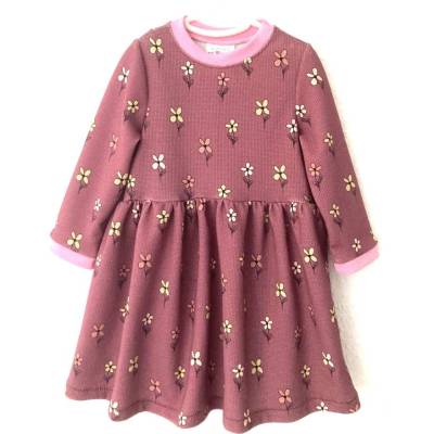 Kleid mit süßen Blümchen, aus Waffeljersey, Grundfarbe: antikpink