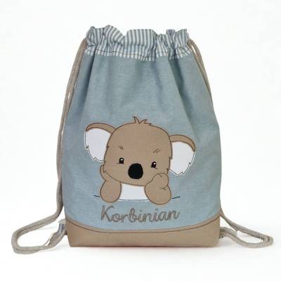 personalisierbarer Turnbeutel mit Koala, Wäschebeutel für Kita und Grundschule