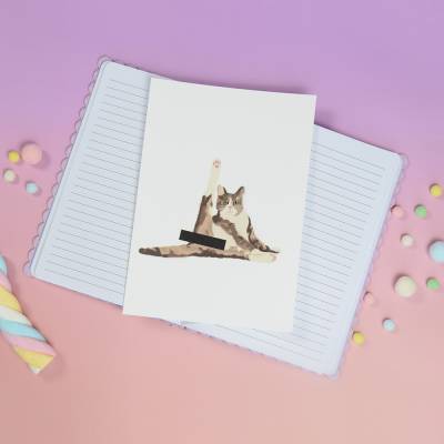 Kunstdruck A5 "Popokatze" - Poster mit Katze von hinten