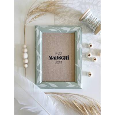 Mit Acrylfarbe aufgearbeiteter Secondhand-Bilderrahmen aus Holz, handbemalt, einzigartig