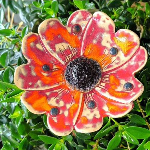 Keramik Steck-Mohnblüte für innen und aussen