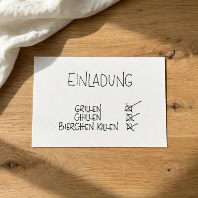 Einladungskarte „grillen, chillen, Bierchen killen“ – Handlettering-Postkarte