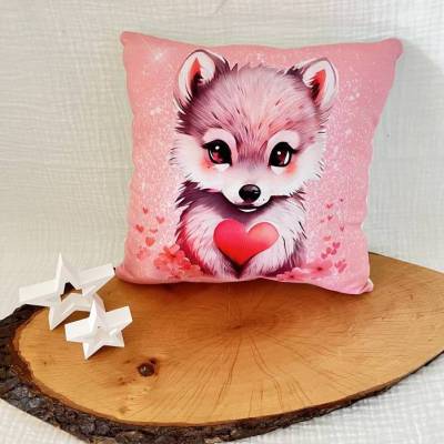 ️ Kinderkissen „Wolf“ – ein kleiner Kuschelfreund zum Liebhaben